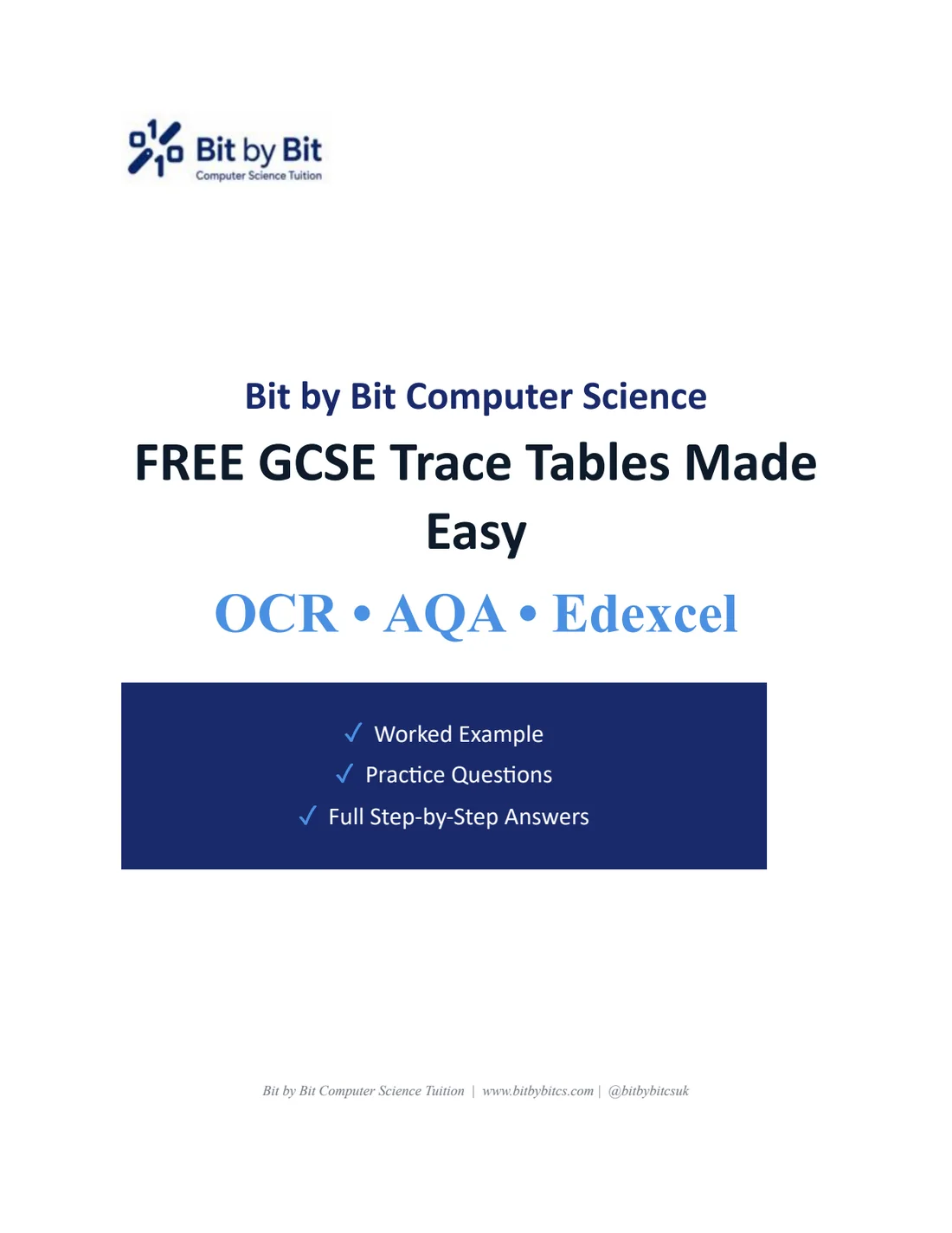 Cover of the free GCSE Trace Tables Made Easy booklet